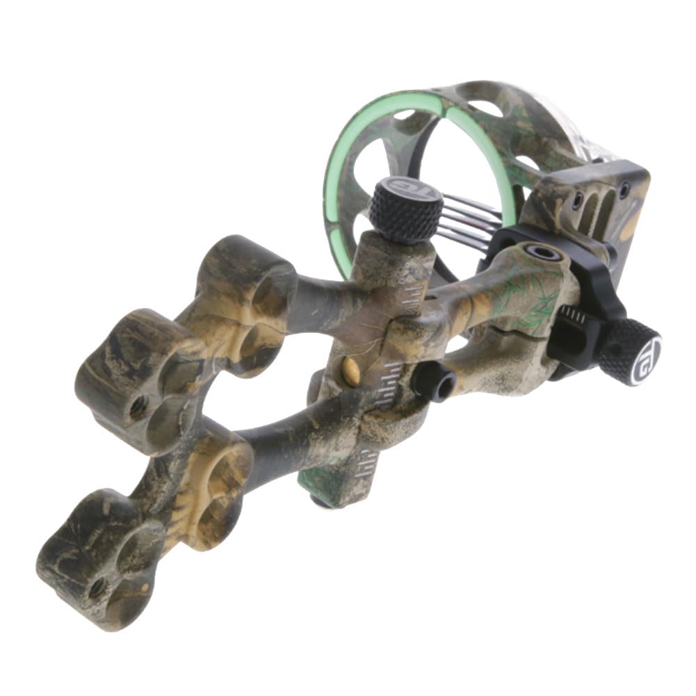 5-Pin TRUGLO VEROS Ultra-Bright Durable Lightweight Micro-Adjustable Archery Hunting Bow Sight with Decreasing Diameter Pins Design & Large Circular Field of View, Real-Tree Camo