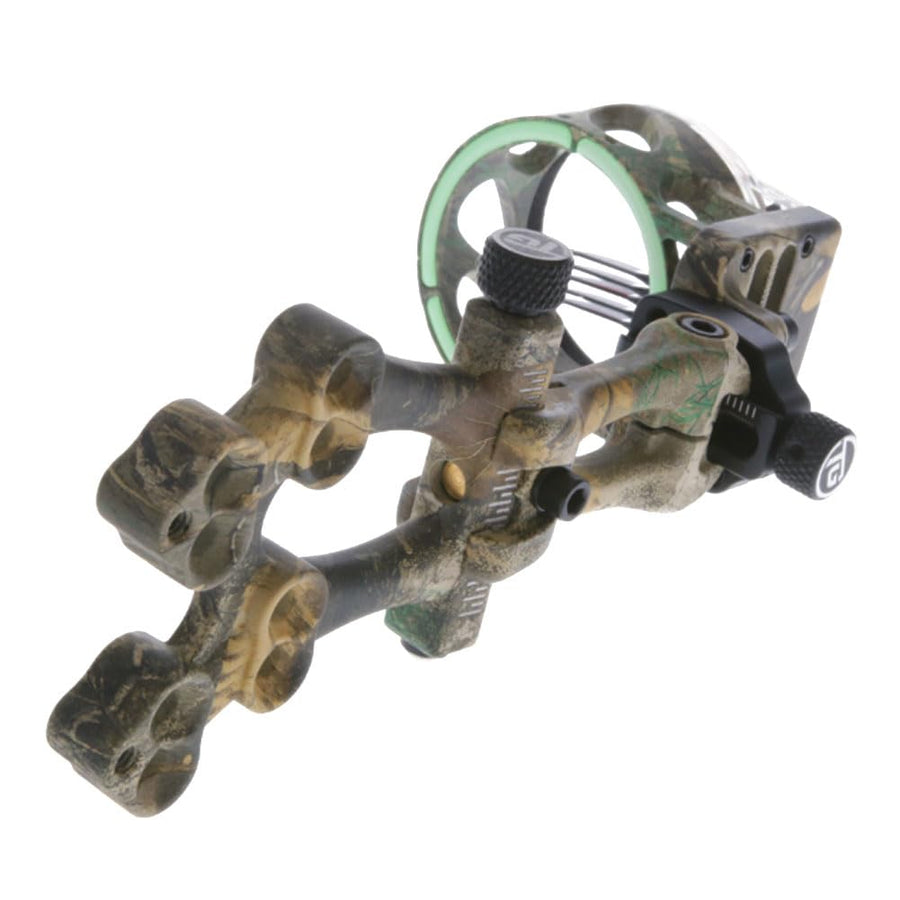 5-Pin TRUGLO VEROS Ultra-Bright Durable Lightweight Micro-Adjustable Archery Hunting Bow Sight with Decreasing Diameter Pins Design & Large Circular Field of View, Real-Tree Camo