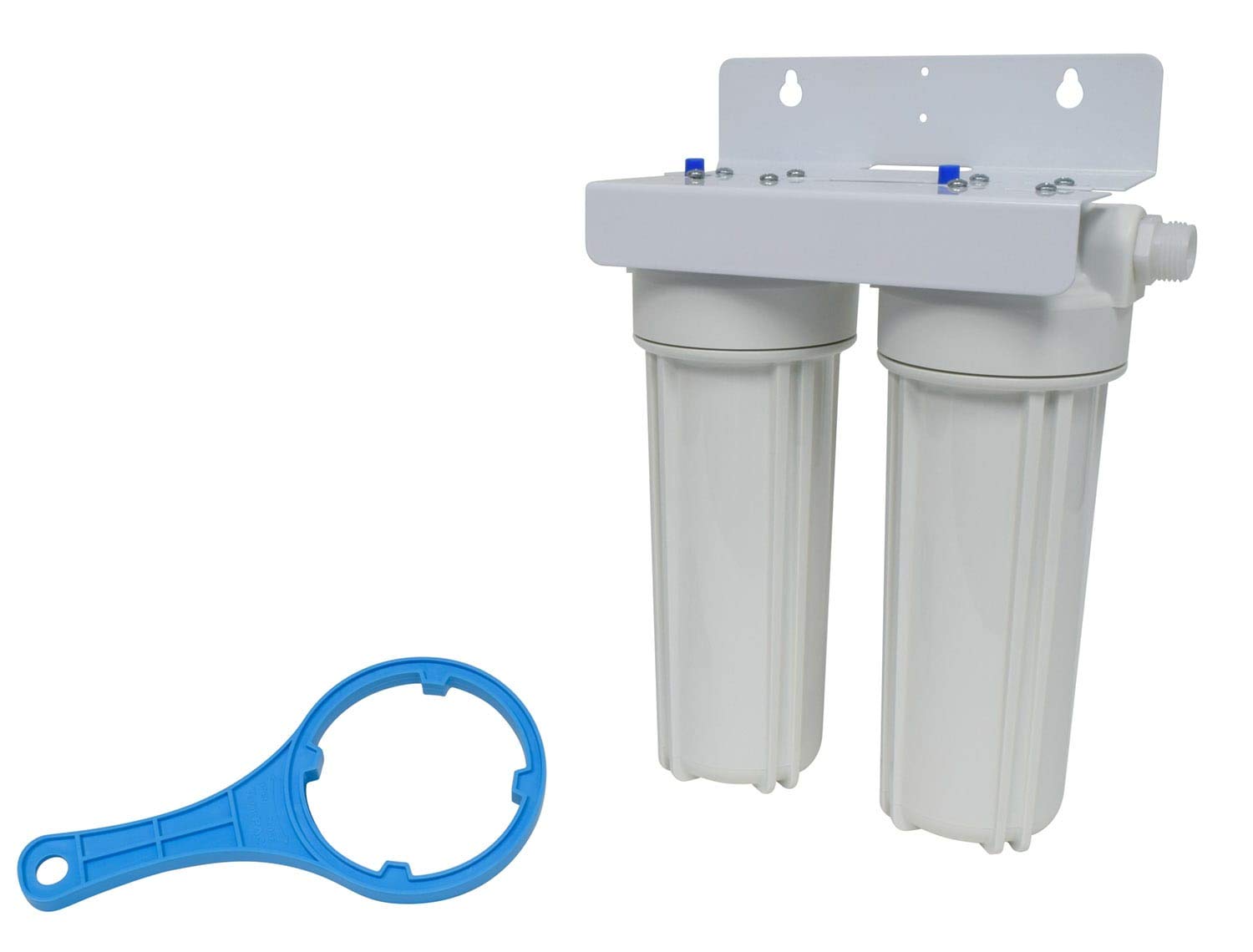 Exterior VALTERRA A01-1139 Filter System, Dual Housing with Sediment Pre-Filter, Advanced Carbon Block Cartridge, Wall Bracket and Wrench