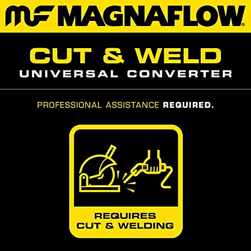 California Grade MagnaFlow Universal Catalytic Converter CARB Compliant 5461335 - Stainless Steel 2.25in Inlet/Outlet Diameter, 11.25in Overall Length, Midbed O2 Sensor - CA Legal Replacement