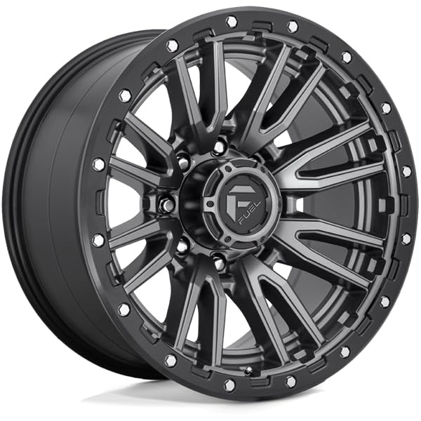 REBEL FUEL 1PC 22x10 8x165.10 MATTE GUN METAL BLACK BEAD RING (-18 mm) Wheel Rim