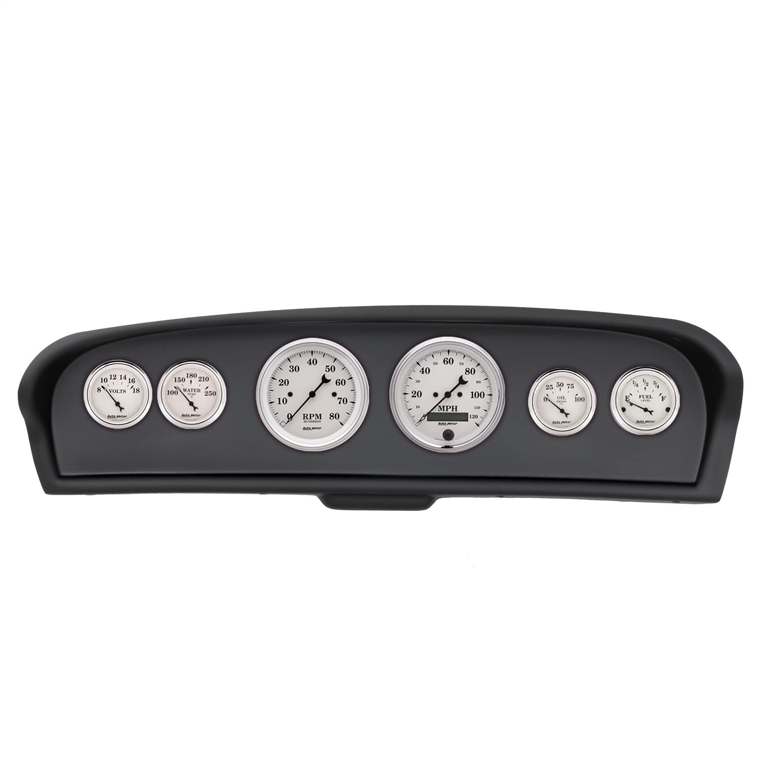 AutoMeter Dash Kit Direct Fit, Ford Truck 61-66, Tach/Mph/Fuel/Oilp/Wtmp/Volt, Old-TYME White (2144-08)