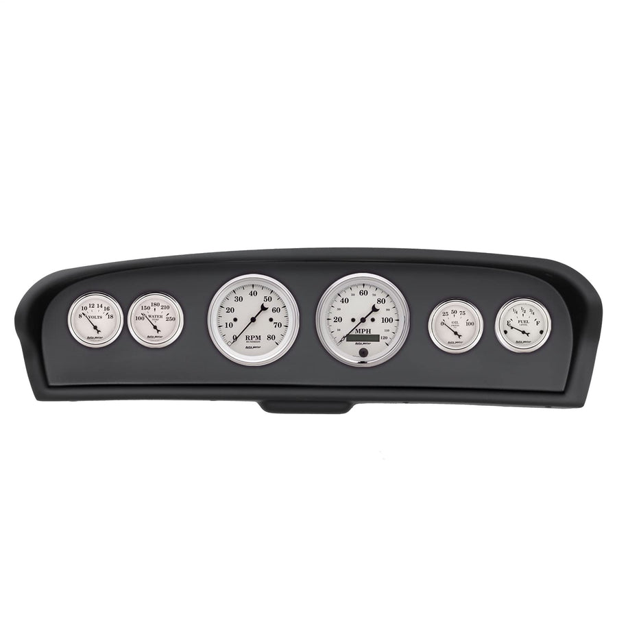 AutoMeter Dash Kit Direct Fit, Ford Truck 61-66, Tach/Mph/Fuel/Oilp/Wtmp/Volt, Old-TYME White (2144-08)