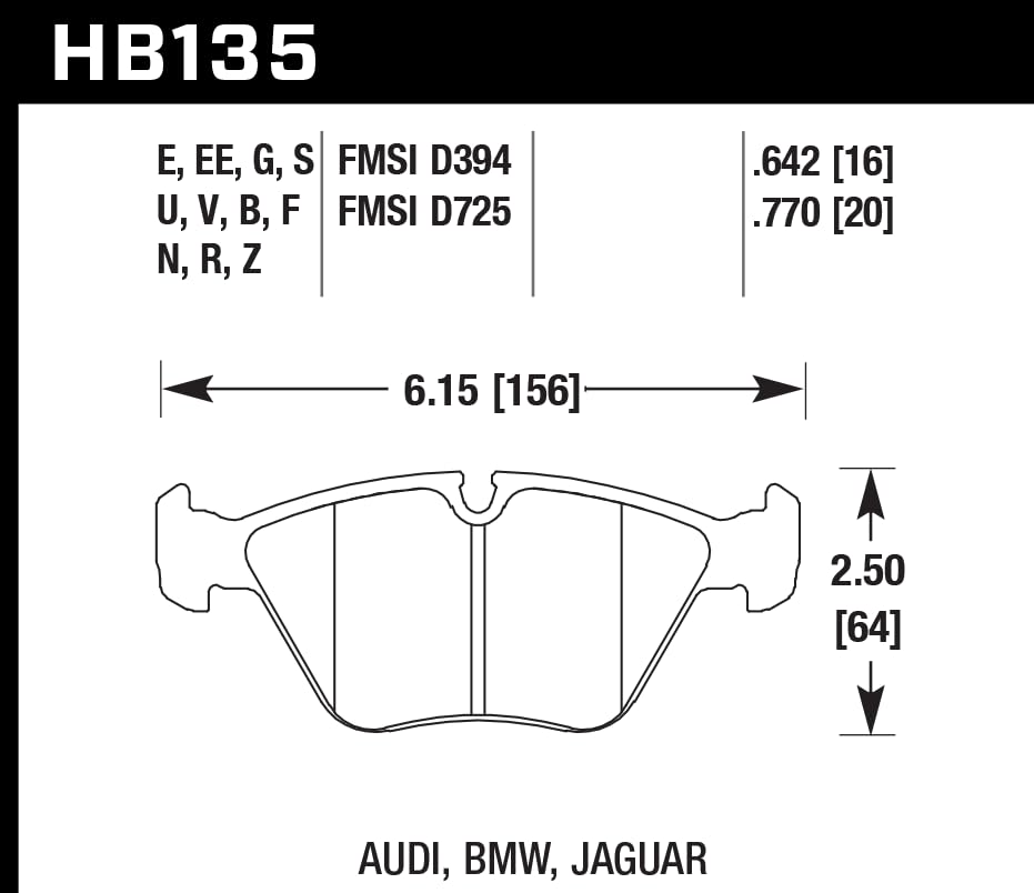 Hawk Performance DTC-60 HB135G.760 Motorsport Brake Pads