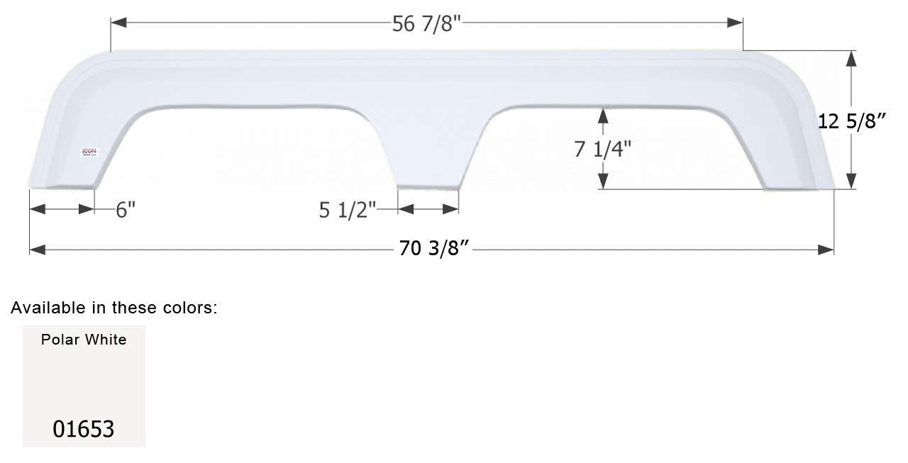 Tandem Axle Fender Skirt FS783 ICON 01653 for Coachmen - Polar White