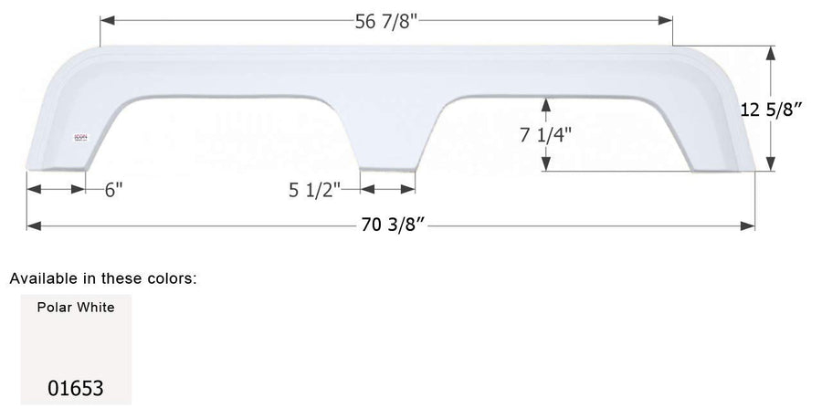 Tandem Axle Fender Skirt FS783 ICON 01653 for Coachmen - Polar White