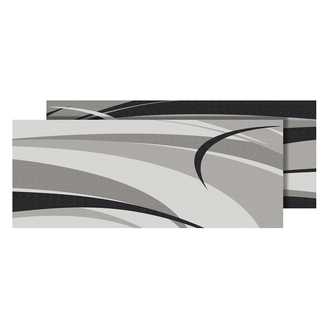 Faulkner 53012S Patio Mat, Home is Where We Park It Design, 9 Foot Length x 12 Foot Width, Black/Gray, Polypropylene, Reversible Fabric, Without Grommets, with Carry Bag, with Corner Tie-Downs