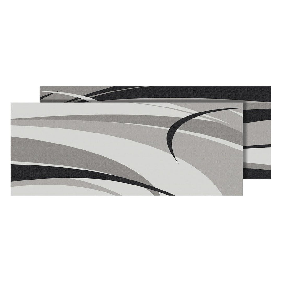 Faulkner 53012S Patio Mat, Home is Where We Park It Design, 9 Foot Length x 12 Foot Width, Black/Gray, Polypropylene, Reversible Fabric, Without Grommets, with Carry Bag, with Corner Tie-Downs