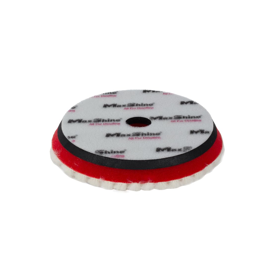 5” Maxshine Universal Wool Buffing & Polishing Pad for Cutting | 100% Natural Wool with Hook & Loop Backing | DA Polisher Compatible | Professional Pad for Heavy Defect Removal & Paint Correction