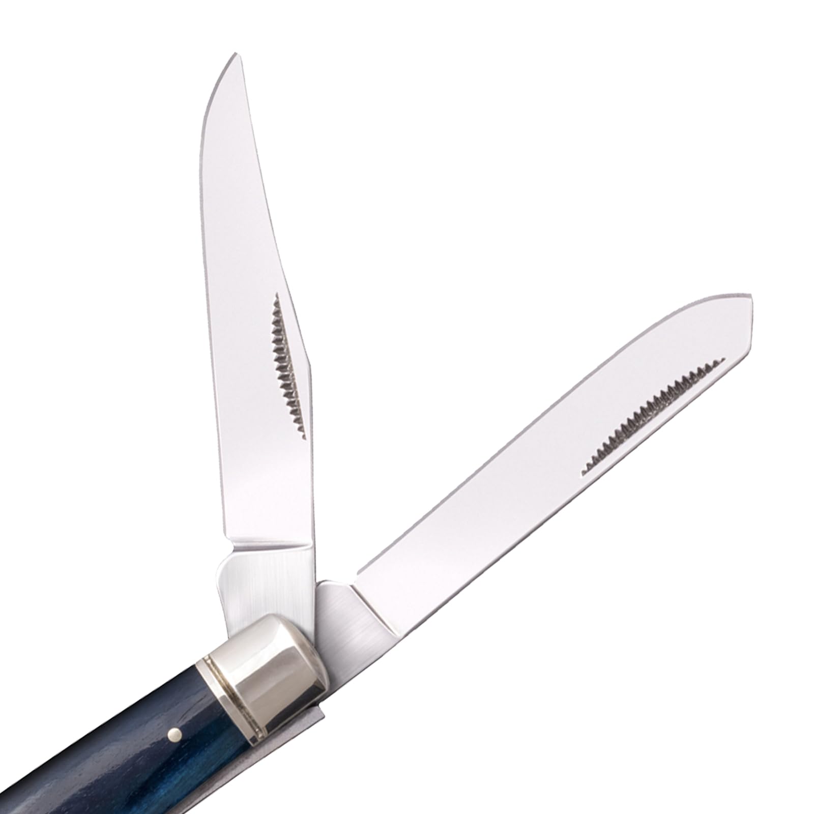 Cold Steel Mini Trapper Practical Versatile Durable Compact Pocket Folding Knife - 2 Blades; Blue Bone Handle; Slip Joint Lock