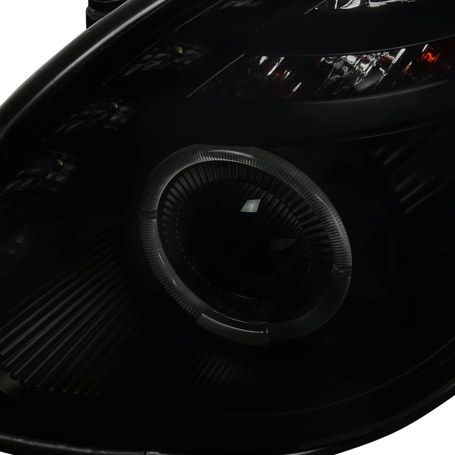 Black Smoke LED Halo Ring Projector Headlights SPEC-D TUNING Compatible with 1998-2005 Lexus GS300 1998-2000 Lexus GS400 2001-2005 Lexus GS430, Left + Right Pair Headlamps Assembly