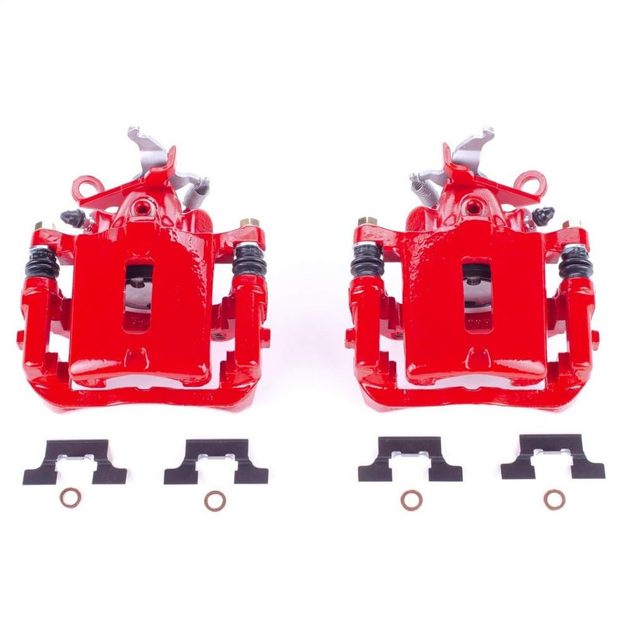Power Stop Pair of High-Temp Red Powder Coated Rear Calipers For Jaguar S-Type 2003-2005, Lincoln LS 2003-2006 [Model Specific]