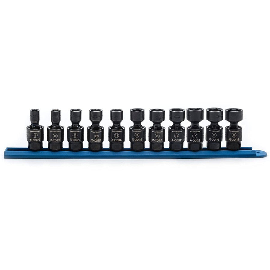 11 Pc. GEARWRENCH 3/8" Drive X-Core™ 6 Pt. Pinless Universal Impact Socket Set, Metric - 84975
