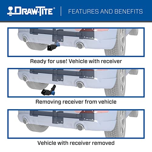 Draw-Tite 76927 Hidden Hitch, Completely Hidden Trailer Hitch, 2 in. Removable Receiver, Black, Compatible with 2019-2022 Subaru Forester
