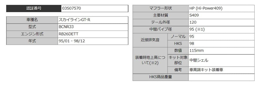 Hi-Power HKS 31006-AN013 Exhaust (; Coated 409 Stainless; JDM Special Order)
