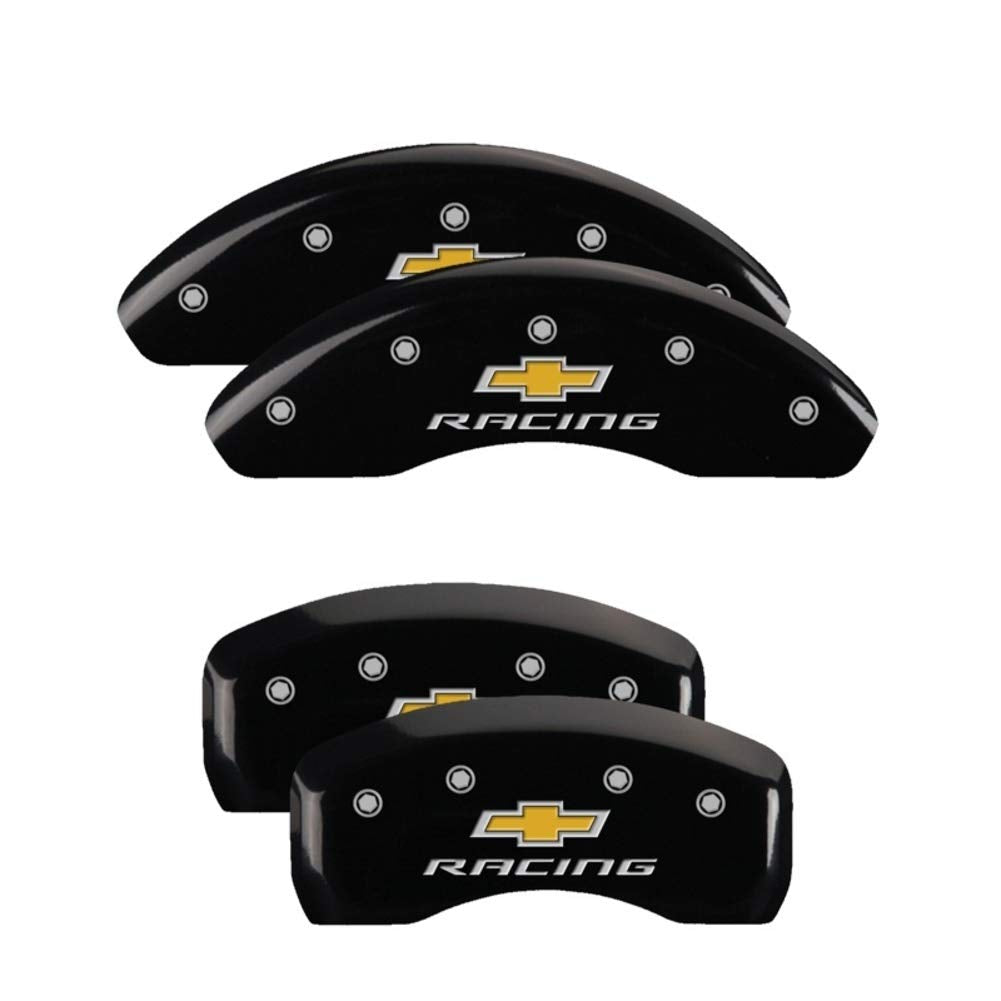 Chevy Racing MGP Caliper Covers 14239SBRCBK Black Powder Coat Finish, Silver Characters, Set of 4