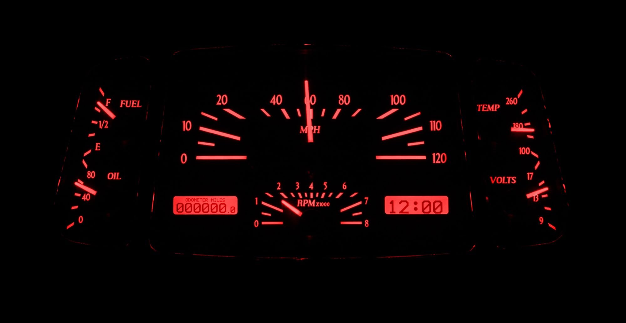 Dakota Digital VHX-33F-S-R Gauge System Analog Dash Compatible with Ford Car 1933-34, Silver Alloy Style, Red Backlighting