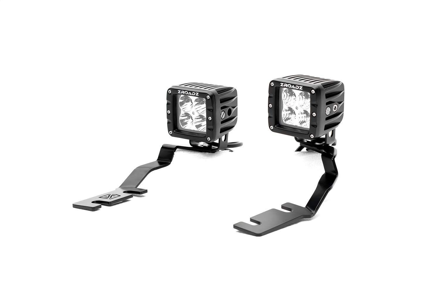 ZROADZ LED Kit Ditch Hood Hinge - Compatible w/ 2019-2021 Ford Ranger - Incl. (2) 3 Inch LED Pod Lights - Mild Steel Gloss Black Finish - Bolt-On Easy Installation - PN #Z365821-KIT2