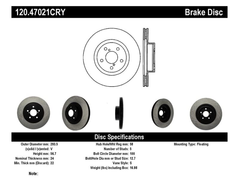 CryoStop Rotor Stoptech 120.47021CRY