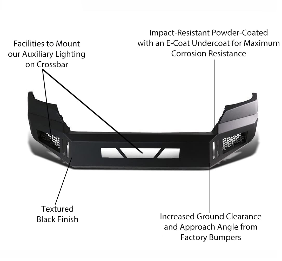 Heavy Duty Black Horse Armour Front Bumper I Front Bumper Satin Black Compatible with 2015-2020 Chevrolet Colorado (Excludes ZR2 Model)-AFB-CO15