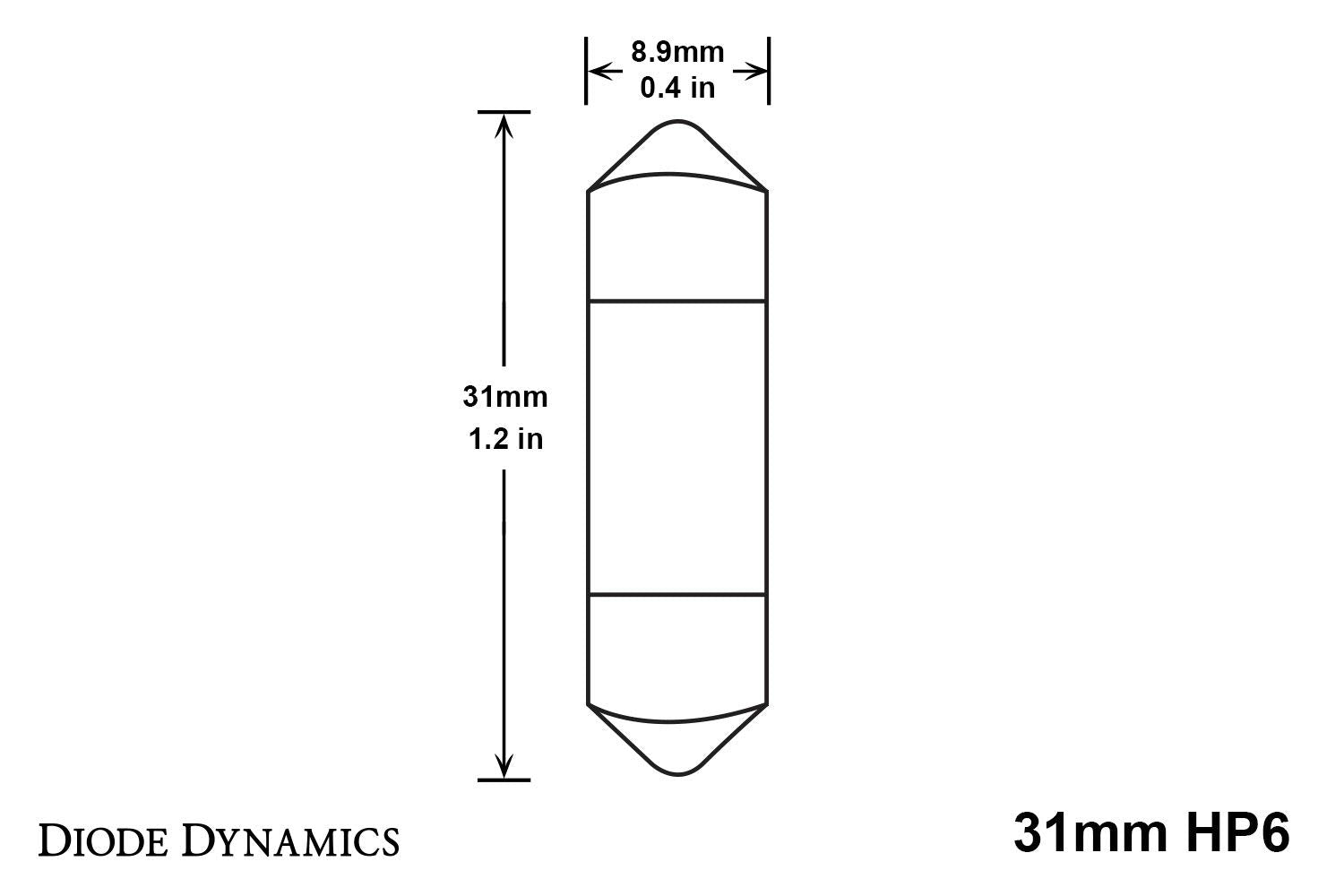 HP6 31mm LED Bulb Warm White Single Diode Dynamics LED