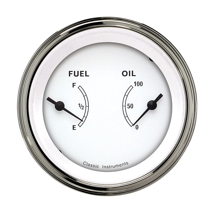 Classic Instruments Classic White CW72SLC 3 3/8" Dual Gauge - Fuel Gauge & Oil