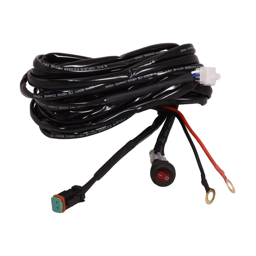 Wiring Harness Replacement Fog Light for TrailFX Single Cube Single Row LED Light Bars 9.4 Foot Waterproof Deutsch Connector Rocker On/Off Switch 30A Fuse 12V Relay TrailFX WRHRNSS1
