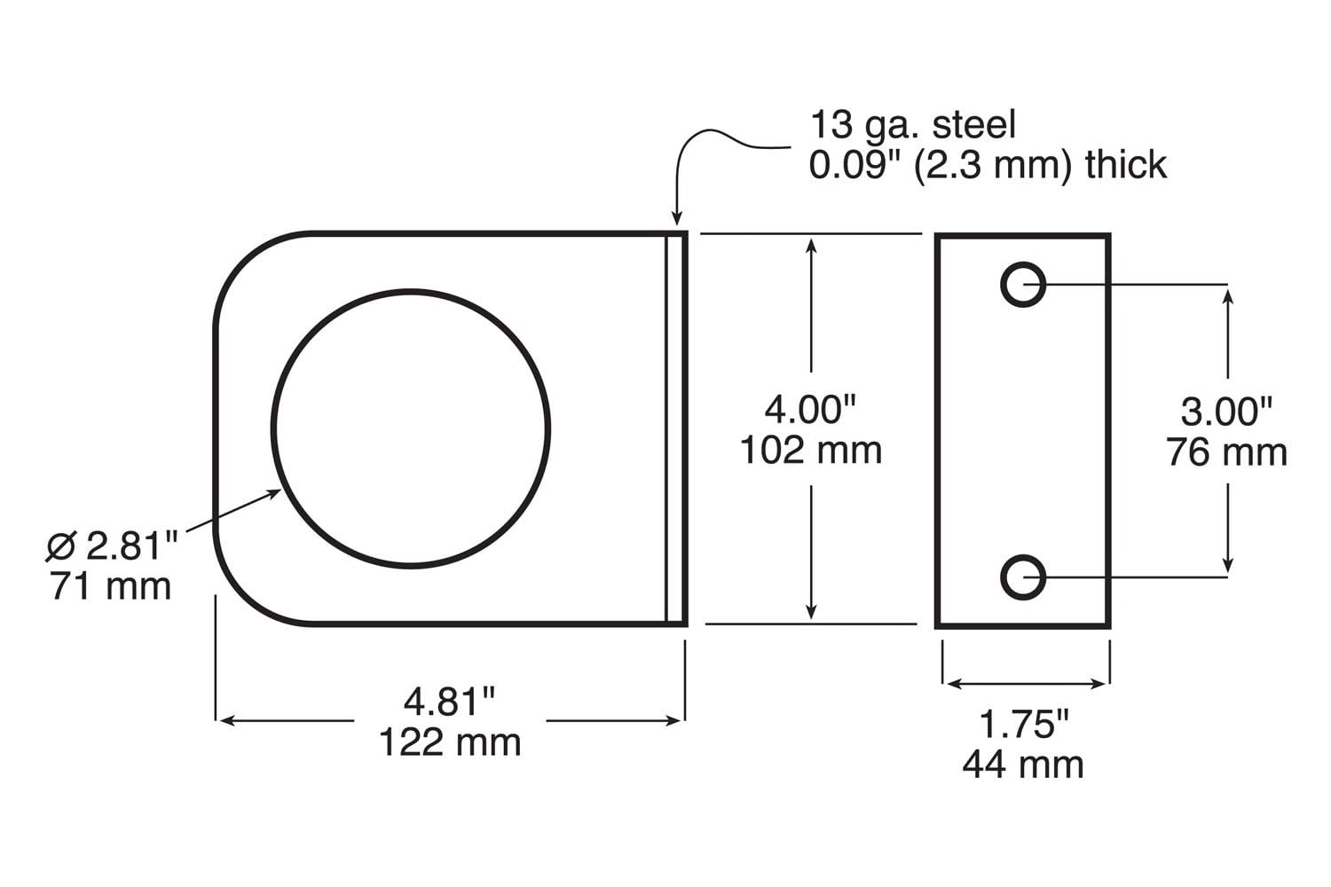 143-092 Peterson Manufacturing Replacement Lens 4.81"x4" (Bracket L-Mount Accepts 2.5" Lights), 1 Pack