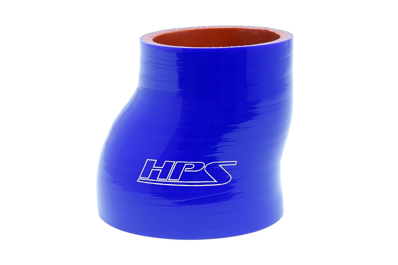High Temperature HPS HTSR-038-050-L4-BLUE 4-ply Polyester Silicone Reducer Coupler Hose, 3/8" - 1/2" ID, 5 mm Wall Thickness, 4" Length, Blue
