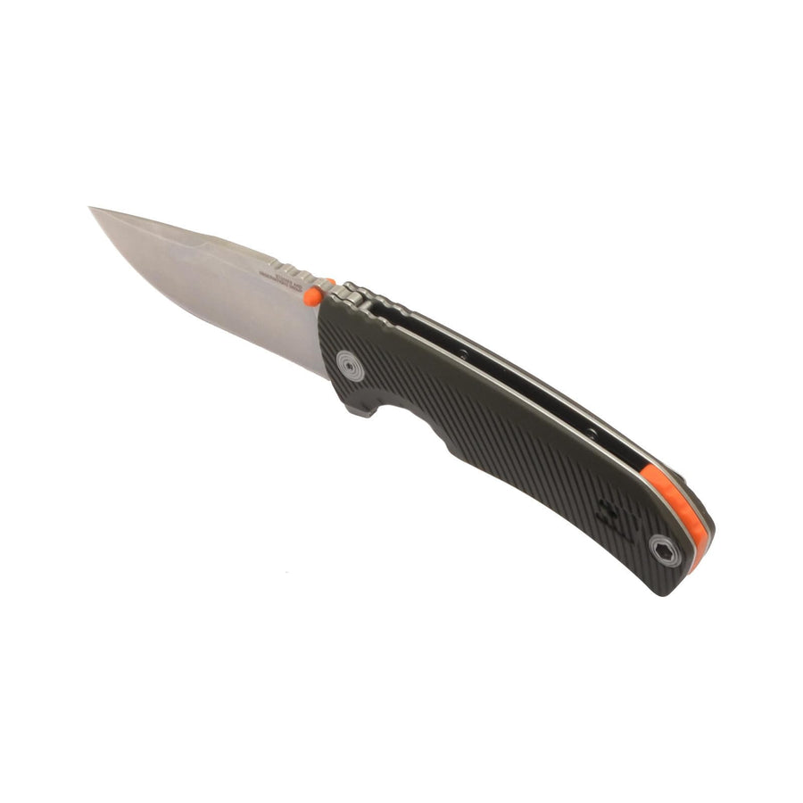 SOG FLK Tellus Daily Outdoor Full-Sized Frame Lock Folding Knife | GRN Handle | CRYO 440C Stainless Steel Blade | Reversible Pocket Clip, Olive Drab, Blister Pack