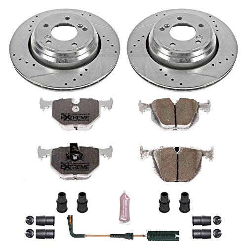 Rear Power Stop K5731-26 Z26 Carbon Fiber Brake Pads with Drilled & Slotted Brake Rotors Kit For BMW M5 2000-2003 [Model Specific]
