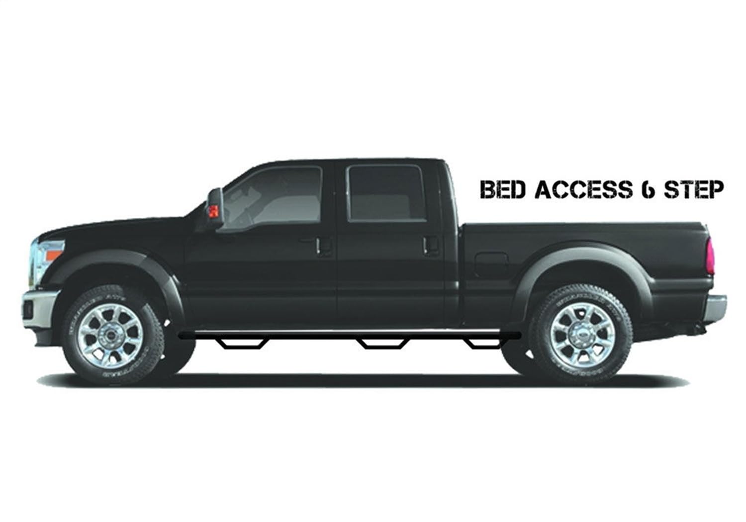 N-Fab Steps Nerf | Gloss Black, Wheel-to-Wheel w/ Bed Access | C07100CC-6 | Fits 2007-2013 Chevrolet/GMC 1500 Crew Cab 5.7' Short Bed, SRW Gas