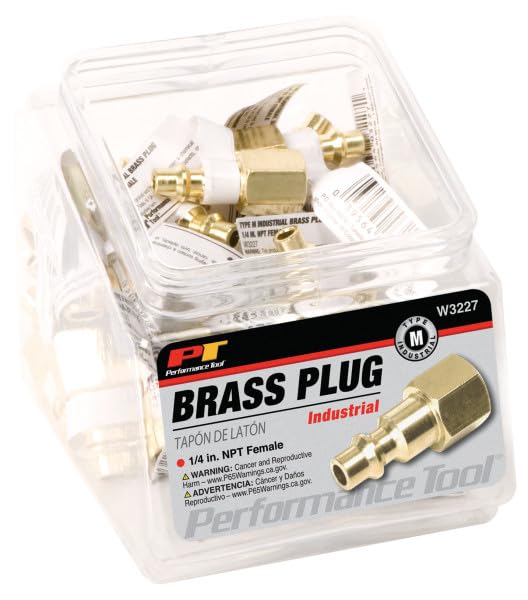 W3227 Performance Tool 1/4-Inch NPT Brass Plug with Female M-Type Threads and Small Fishbowl, US Patented Design