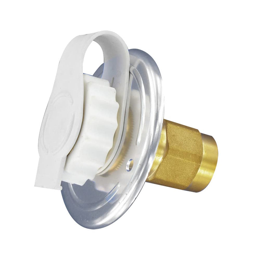 Valterra A01-0172LF 2-3/4" FPT Aluminum Finish Lead-Free Flush Mount Water Inlet