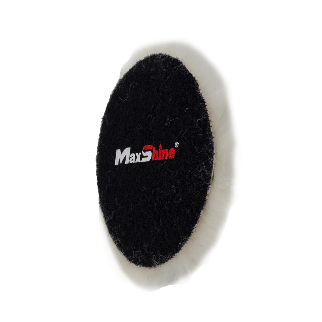 6" Maxshine Universal Wool Buffing Polishing Pad – 100% Natural Wool with Hook & Loop – Professional Pad for Paint Correction & Oxidation Removal – Compatible with DA & Rotary Polishers