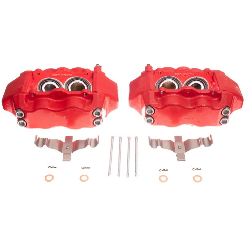Power Stop S6142 Front Pair of High-Temp Red Powder Coated Calipers For Hyundai Genesis 2009-2014 [Model Specific]
