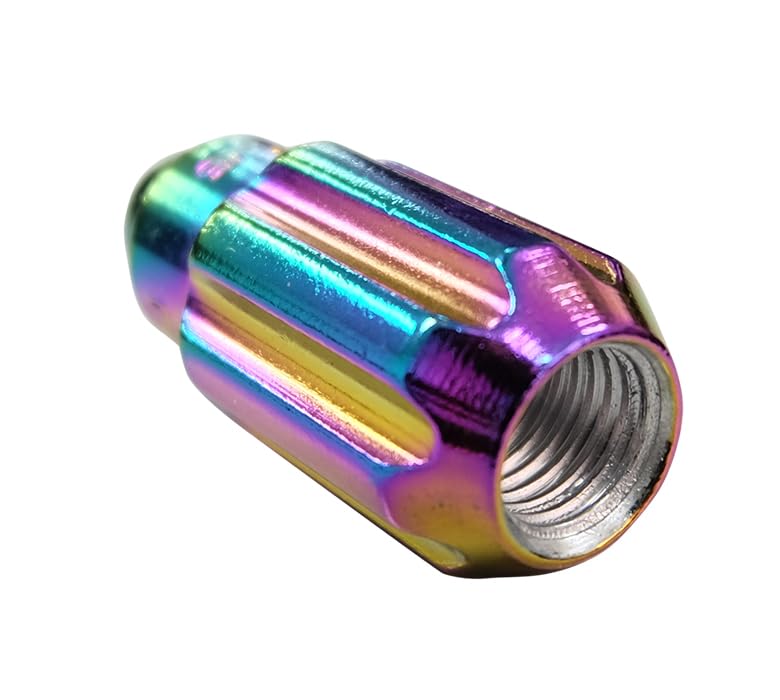 NRG Innovations M12 x 1.5 Steel Lug Nut Set NRG-LN-LS500MC-21 Bullet Shape, Anodized Finish 21 Pc Neochrome with Lock Key
