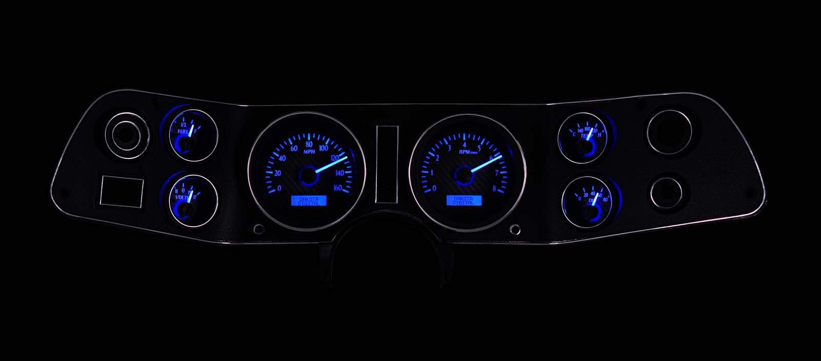 Chevy Camaro 1970-81 VHX System, Silver Face - Blue Display