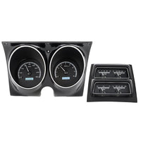 68 Chevy Camaro Dakota Digital with Console Gauges Analog Dash Black Alloy White VHX-68C-CAC-K-W