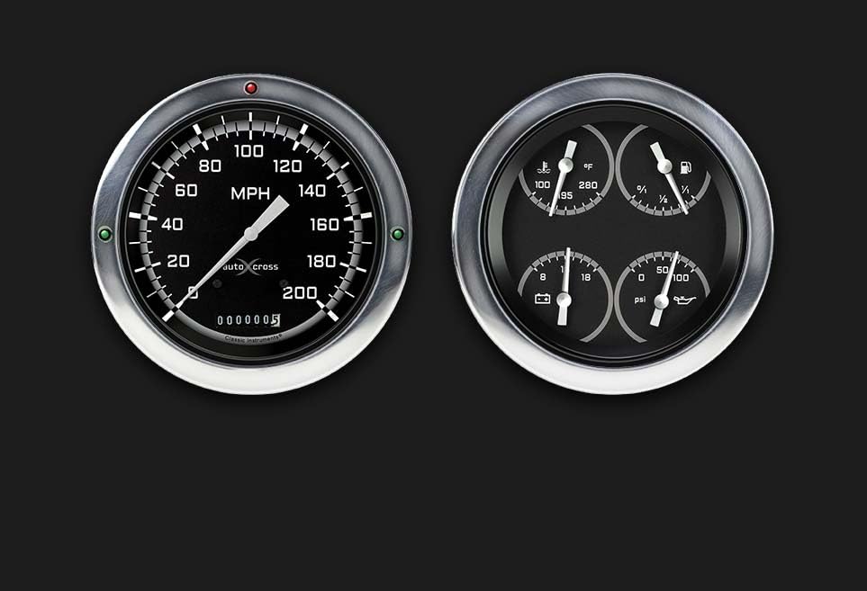 Classic Instruments Autocross CT54AXG52-LS Gray Direct Fit Gauge Package LS Swap 4 5/8" Speedometer and Quad Gauge Fits 1954-1955 Chevy Truck