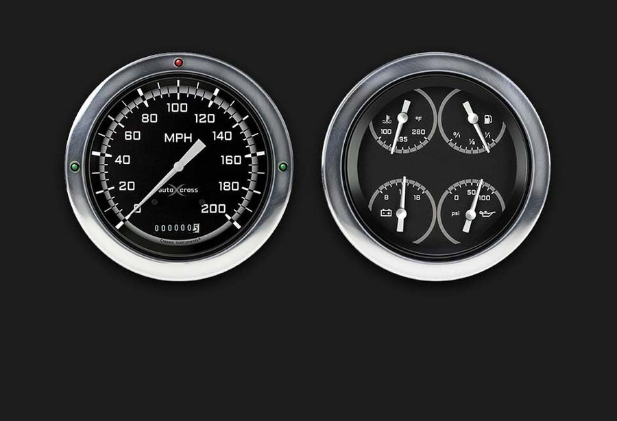Classic Instruments Autocross CT54AXG52-LS Gray Direct Fit Gauge Package LS Swap 4 5/8" Speedometer and Quad Gauge Fits 1954-1955 Chevy Truck