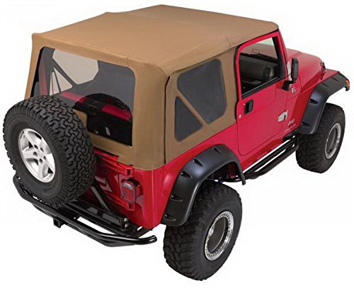 Complete Soft Top for Jeep Wrangler TJ RAMPAGE PRODUCTS | Clear Windows, Includes Frame and Hardware, Vinyl, Khaki Diamond | 68736 | Fits 1997-2006 Jeep Wrangler TJ with Full Steel Doors