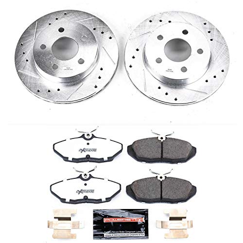 Power Stop K1297-26 Z26 Carbon Fiber Brake Pads with Rear Drilled & Slotted Brake Rotors Kit