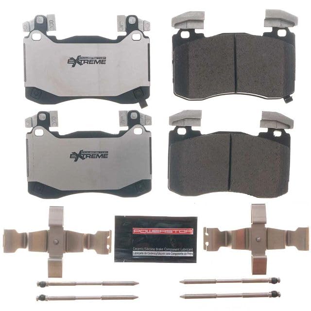 Power Stop Z26-6012, Front Carbon Fiber Ceramic Z26 Street Warrior Brake Pads with Hardware For Genesis G70 2019-2022, Kia Stinger 2018-2022 [Model Specific]
