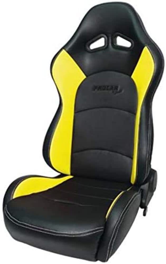 Black Vinyl, Yellow Trim ProCar by Scat 80-1616-55L Racing Evolution Recliner Left Seat