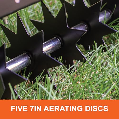 Push Agri-Fab 45-0365 Aerator Lawn Tool,16 Inch Push Lawn Aerator With 5 Aerating Spikes, Used for Lawn Care Maintenance