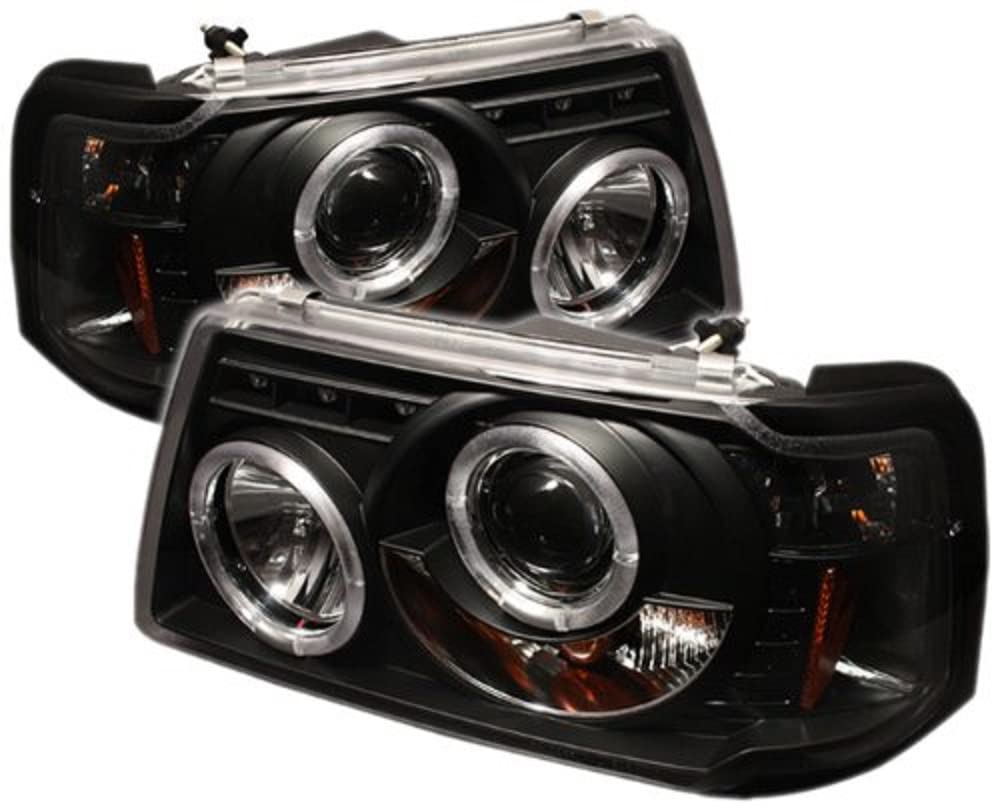 Ford Ranger 01-11 Spyder 5010490 1PC Projector Headlights - LED Halo - LED (Replaceable LEDs) - Black - High H1 (Included) - Low H1 (Included)