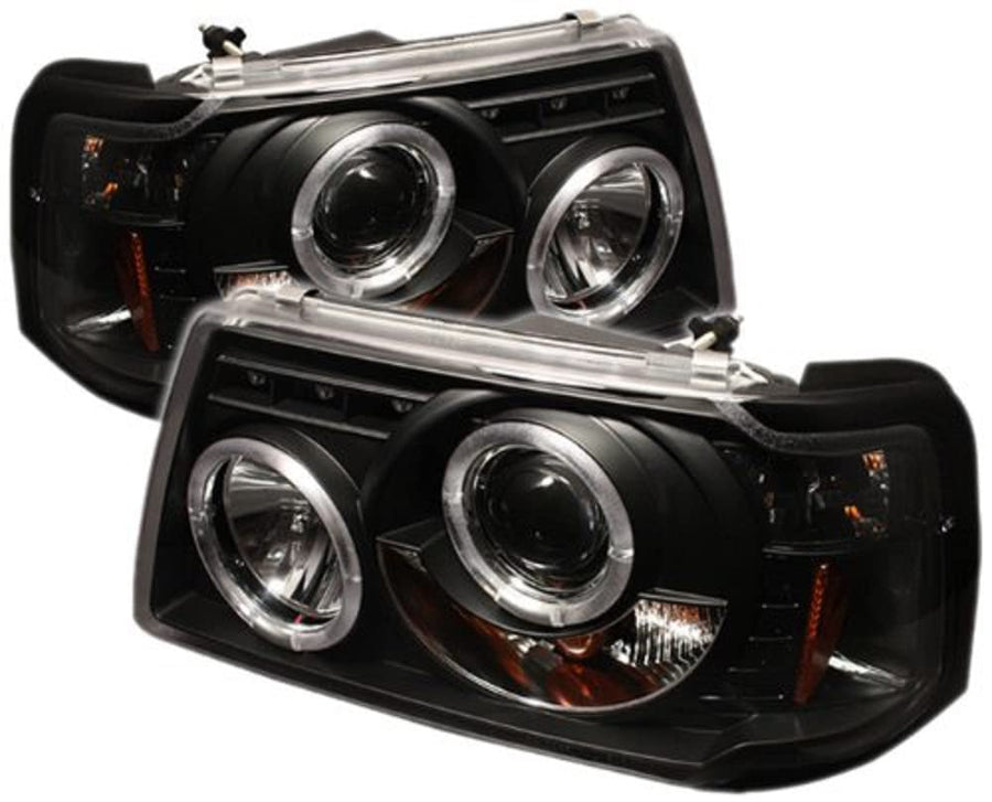 Ford Ranger 01-11 Spyder 5010513 1PC Projector Headlights - LED Halo - LED (Replaceable LEDs) - Smoke - High H1 (Included) - Low H1 (Included)