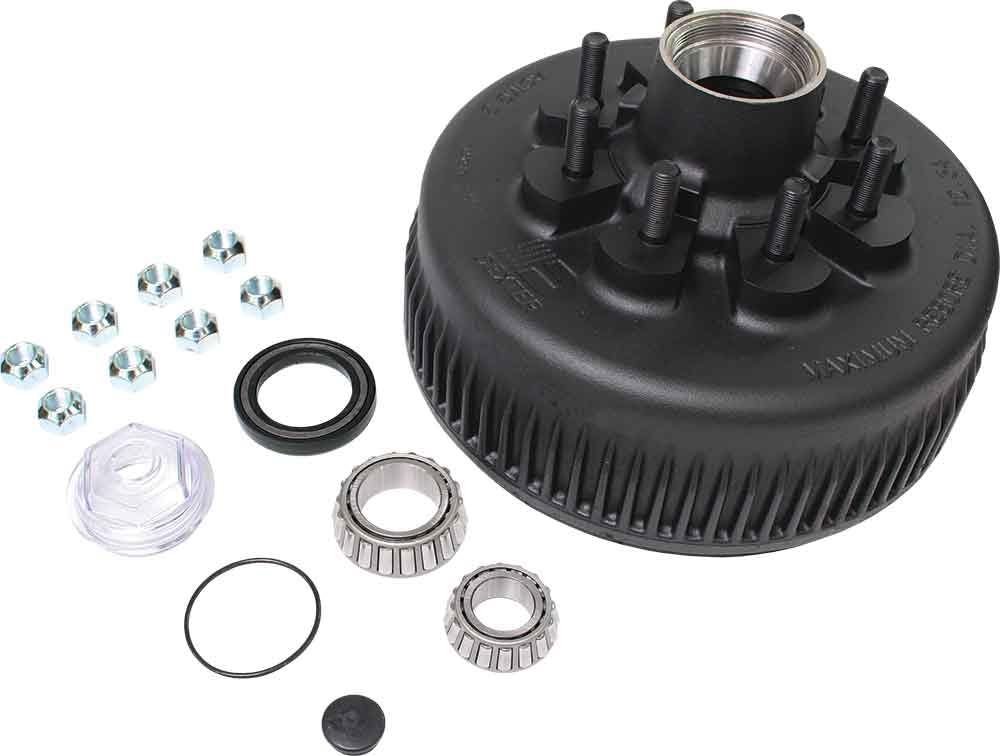 8K Dexter Axle Hub & Drum Kit 8-6.50 5/8" Studs Oil Bath Includes Bearings, Oil Seal, Cap, Lug Nuts K08-285-90
