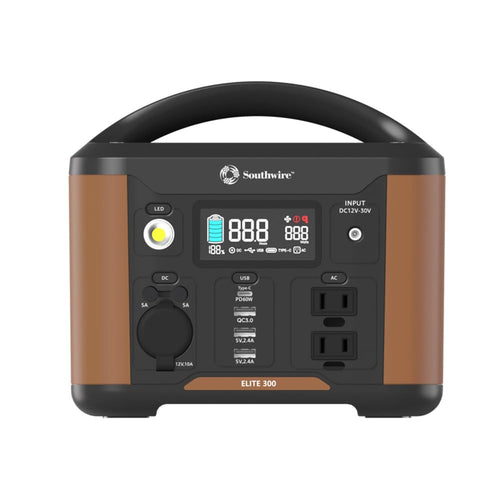 300 Series Southwire Elite, 296Wh Backup Lithium Battery, 120V/300W Pure Sine Wave AC Outlet, Solar Generator (Solar Panel Not Included) for Camping, Travel, RV, Outdoors and more